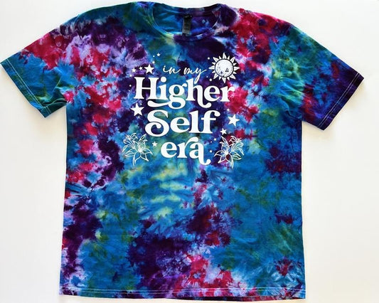 IN MY HIGHER SELF ERA HAND DYED TIE DYE T-SHIRT Casual Cotton Comfortable Beach Day Streetwear Comfort Fit women
