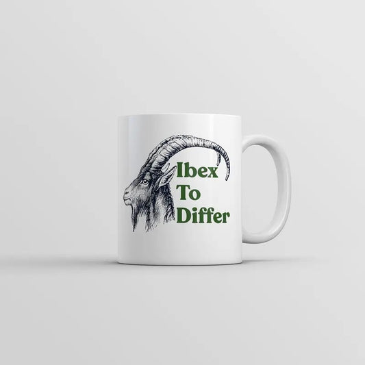 Ibex to Differ Mug Funny Sarcastic Animal Graphic Novelty Coffee Cup-11oz Funny Coffee Mugs Ceramic Printed Drinkware Cup