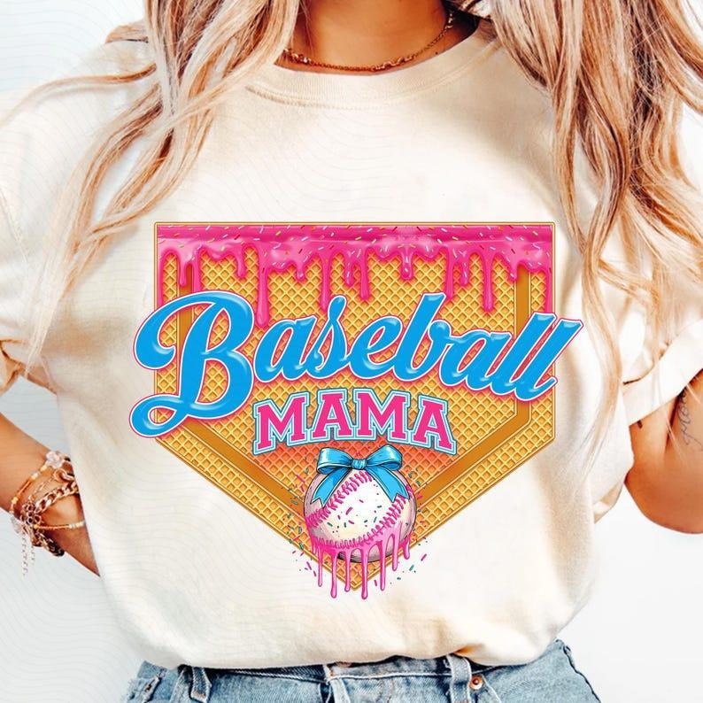 Ice Cream Drip Baseball Tee tshirt, Softball Mom Shirt, Retro Sporty Fashion tshirt, favorite shirts