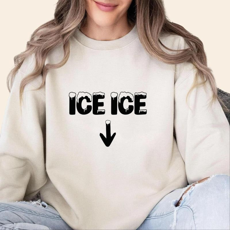 Ice Ice Baby Pregnancy Sweatshirt for Women New Mum Crewneck Baby Announcement Long Sleeve Shirt Maternity Gift Pullover 100% Cotton - Soft Fabric