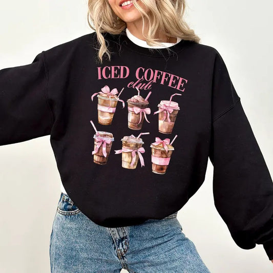 Iced Coffee Club Sweatshirt, Iced Coffee Sweatshirt, Coffee Sweatshirt, Summertime Tee, Coffee Lover Shirt, Coffee Lover Gift, Summer Gift, Coffee Tee