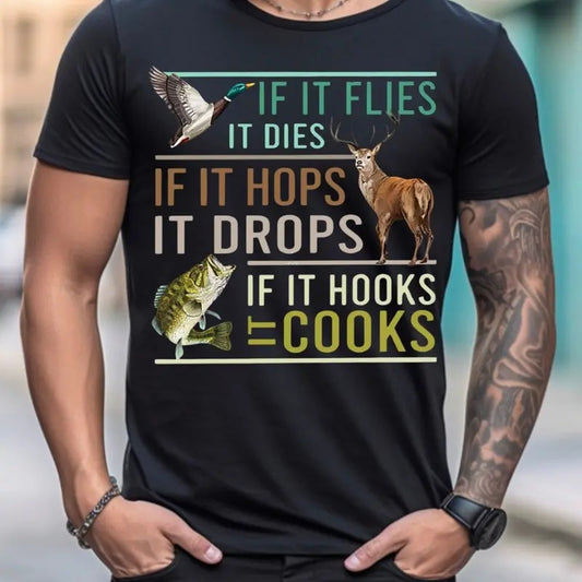 If It Flies It Dies Hunting and Fishing Unisex Shirt, Outdoorsman Outfits, Hunting Graphic Tee Outdoors Wear Tops