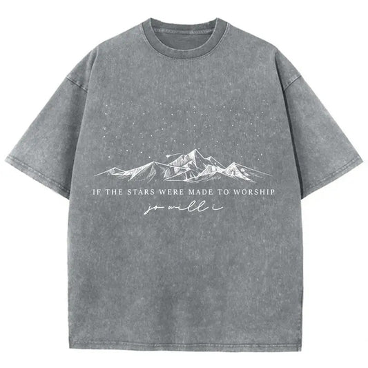 If The Stars Were Made To Worship Unisex Washed T-Shirt, Christian Jesus  t shirts, Vintage 90s Graphic Tee Gift Cotton Top Womenswear, Mineral color