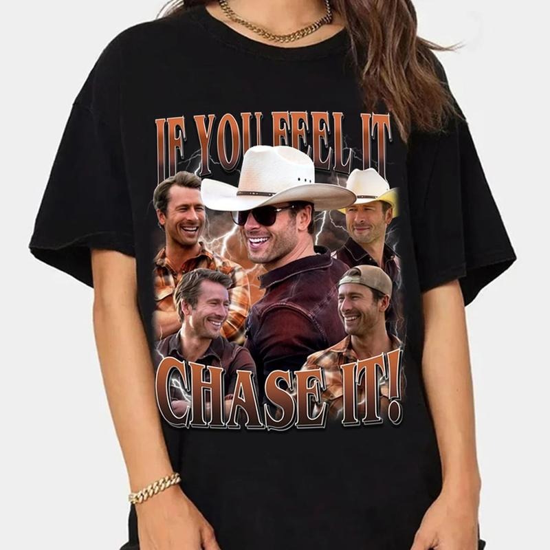 If You Feel It Chase It Glen Powell Shirt Tyler Owens Twisters Shirt Vintage 2024 Movie T-shirt Merch Men Women y2k
