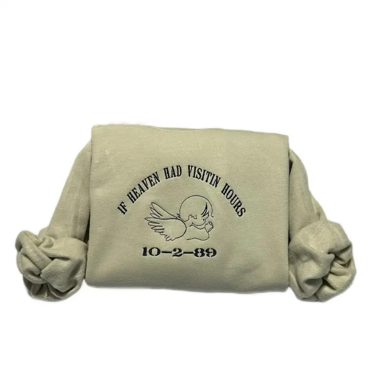 If heaven had visiting hours Embroidered Sweatshirt - Women's Long Sleeve Top for Christmas Season - Pullover,  Comfortable Womenswear