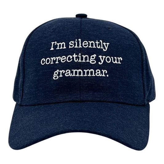 Im Silently Correcting Your Grammar Hat Funny Sarcastic Graphic Novelty Cap Funny Hats Sarcastic  Funny Nerd  Novelty Caps for Men Navy - Standard