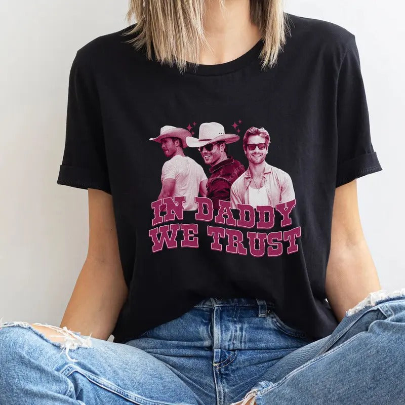 In Daddy We Trust Glen Powell Shirt, Glen Powell Shirt, Tyler Owens Twisters Shirt, Vintage Glen Powell Homage Shirt, Twisters Movie Teestyle{n002}2