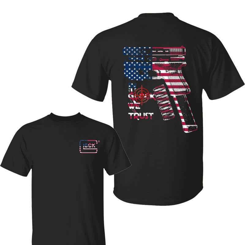 In Glock We Trust Flag USA Shirt, Men's T-Shirt, Classic Fit, Soft Cotton Unisex, Mens Gift Ideas