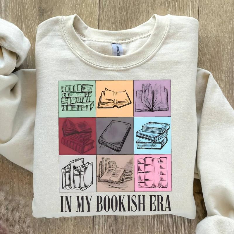 In My Bookish Era Sweatshirt,Retro Reader Sweater Book Lover Gift, Reading Teacher Sweat, Librarian Sweater, Book Nerd GODPX