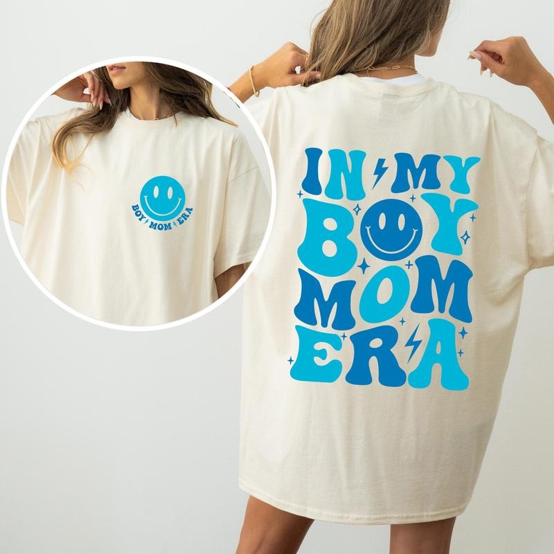 In My Boy Mom Era, Mama, Gift, Mother Comfort Colors Tshirt, Women's Crew Neck, Crewneck