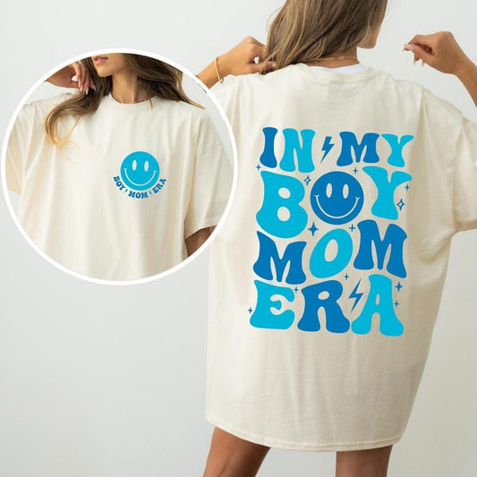 In My Boy Mom Era, Mama, Gift, Mother Comfort Colors Tshirt, Women's Crew Neck, Crewneck