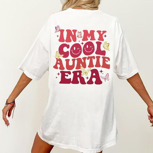 In My Cool Auntie Era Shirt, Cool Aunt Era T-shirt, Aunts Gift, Aunts Birthday Gift, Sister Gifts, Auntie Printed Shirt, Cute Aunts Groovy Tee Women Shirt, Valentines Day Gifts for Aunt Comfort Fit Womenswear Top