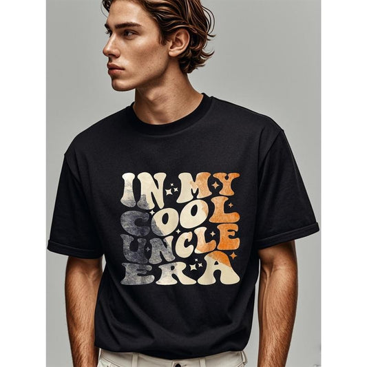 In My Cool Uncle Era Watercolor Nostalgia Family Fun T-Shirt, Uncle Birthday Gifts, Crew Neck Graphicng, Weekend Casual, Moisture - Wicking, Moisture-Wicking, Casual Daily Style, Men's T Shirts, Men's Clothing For Summer Outdoor, Going Out Made in USA