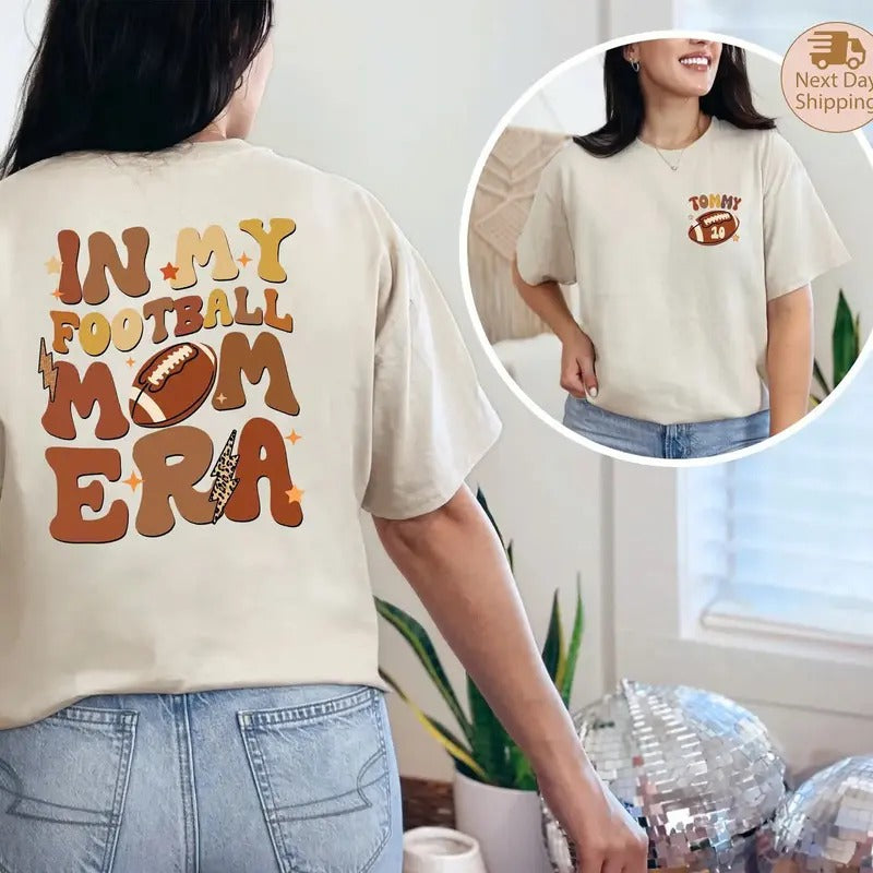 In My Football Mom Era Shirt, Custom Football Mom Shirt, Mom Era Shirt, Game Day Shirt, Mothers Day Shirt, Football Mom Gift Top Womenswear Streetwear Comfort Tshirt Summer
