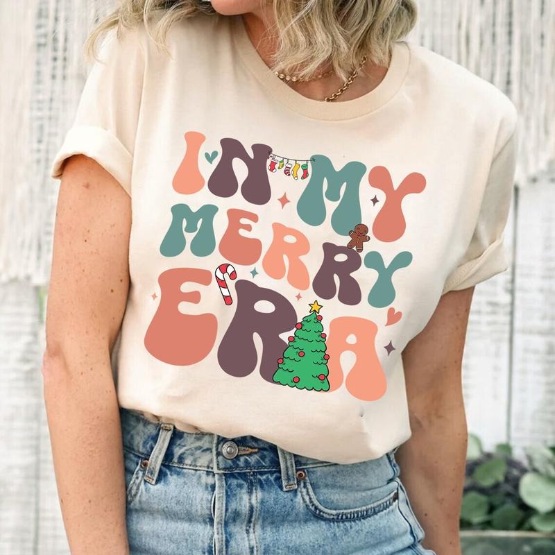 In My Merry Era T-shirt, Christmas Tee, Merry Christmas, Happy Christmas, Christmas Gift for Her, Xmas Shirt, Womens Christmas