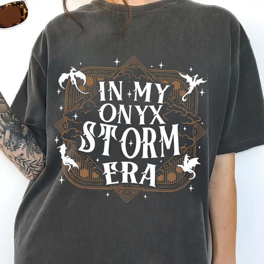 In My ONYX Storm Era Fourth Wing Series Iconic T-Shirt, Dragon Rider, Book Merch, Onyx Storm, Fourth Wing Lover, Gift For Fan, War College Dragon Book
