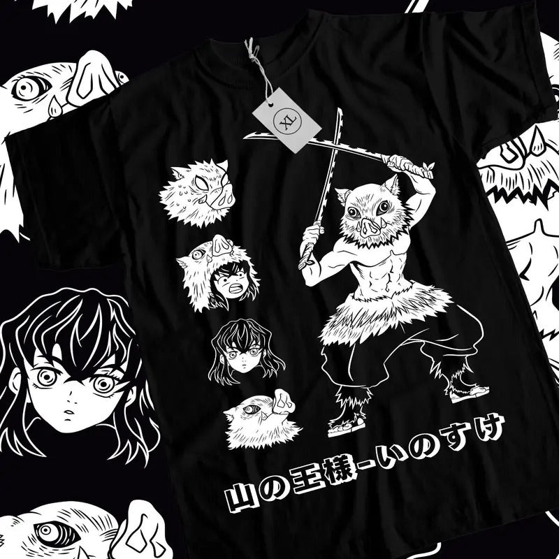 Inosuke T-Shirt S-4XL Demon Slayer Inosuke Kimetsu No Yaiba Anime Movie Manga Shirt