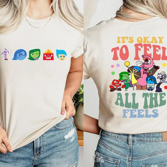 Inside Out It's Okay To Feel All The Feels Shirt, Mental Health shirt, Inclusion Shirt, Speech Therapy Shirt, BCBA Shirt, Para Shirtstyle{n002}4