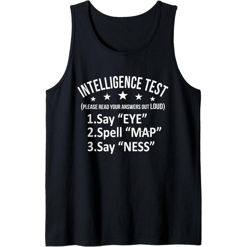 Intelligence Test Adult Humor Funny Sarcasm Graphic Tank Top Made in USA