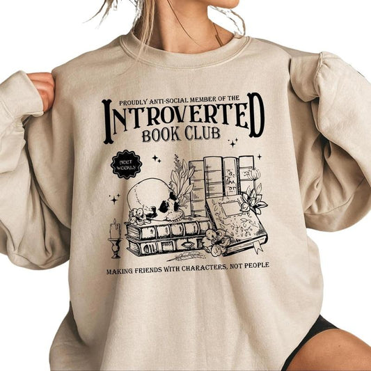 Introverted Book Club Sweatshirt, Anti Social Book Club Sweater, Book Lover Gift, Bookworm T-shirt, Bookish Shirt, Romance Reader Gift, Book Reader Hoodie