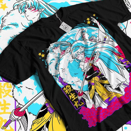 Inuyasha Anime T-shirt & Sweatshirt, Sesshomaru Moonlight Graphic Tee, Vintage Oversized Unisex Streetwear, Manga Gift For Men Women