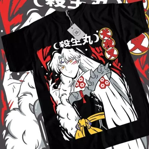 Inuyasha Sesshomaru T-shirt Red Moon Inu Yasha Girl Anime Manga Gifts All Size