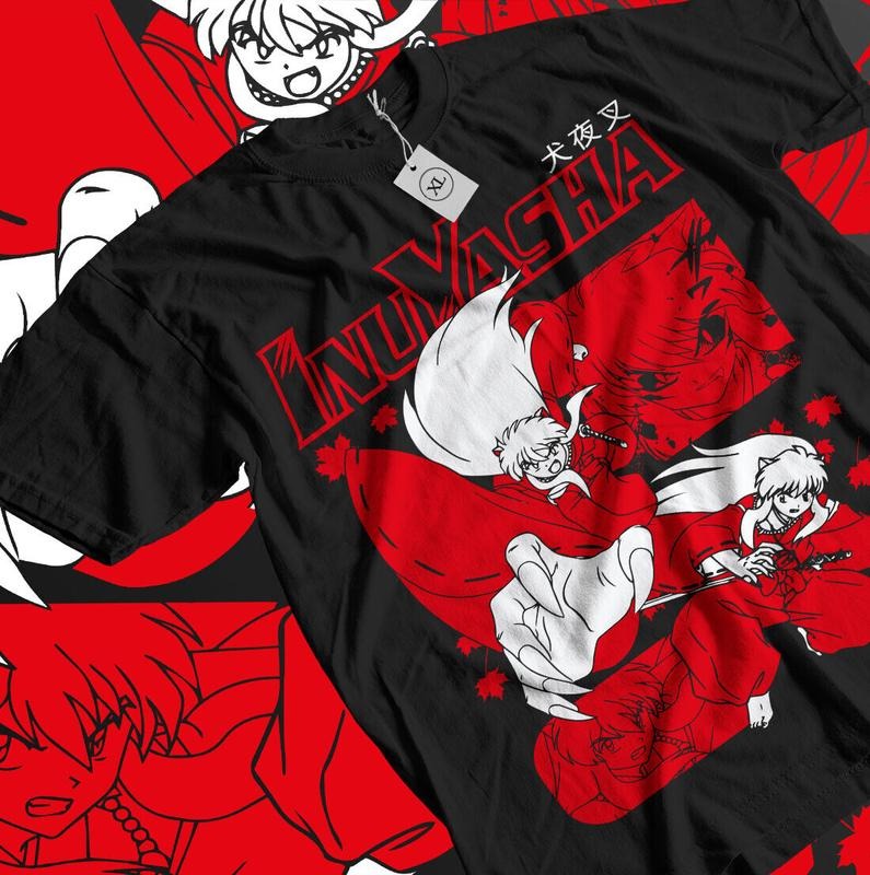 Inuyasha T-Shirt S-4XL Red Moon Inu Yasha Sesshomaru Funny Anime Gift Shirt Tshirt S-4XL