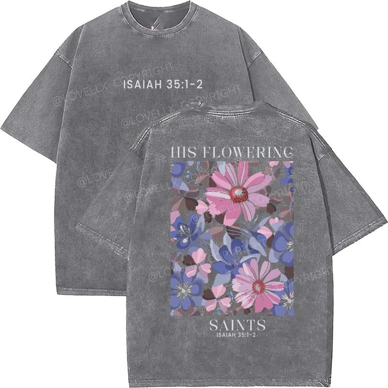 Isaiah 35_1-2 Unisex Washed T-Shirt, Christian t shirts, Vintage 90s Graphic Tee, Gift Top Womenswear Cotton