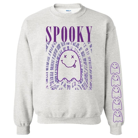 'It Smells Like Spooky Spirit' Halloween Ghost Sweatshirt, Sleeve Print