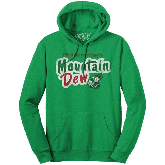 It'll Tickle Your Innards Mt Dew Pullover Hooded Sweatshirt - Green