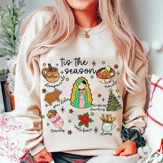 It's Abuelita And Pan Dulce Season Tshirt Sweatshirt, Mexican Christmas, Tis The Season Concha Shirt, Feliz Navidad, Unisex Sweater Pullover Tee