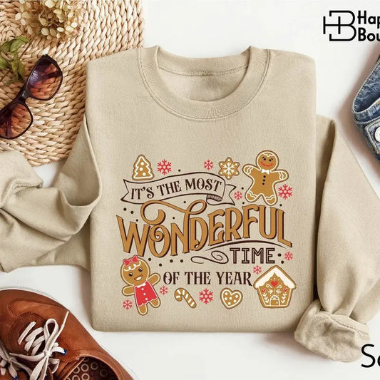 It's The Most Wonderful Time Of The Year Sweatshirt, Cute Gingerbread Christmas Family Gingerbread Holiday Sweatshirt for men and women Classic Cotton