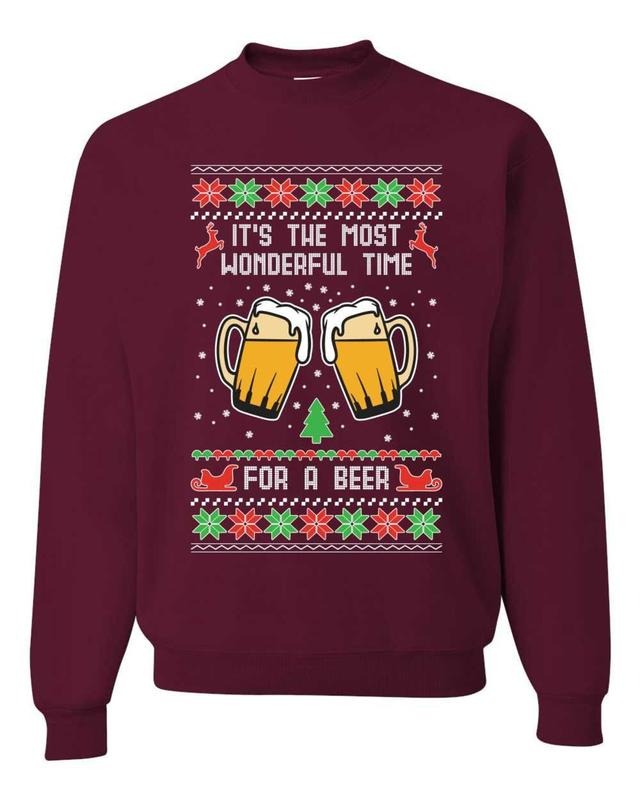It's The Most Wonderful Time for a Beer Ugly Christmas Sweater Unisex Hoodie Graphic Sweatshirt Clothes Menswear Clothes Menswear