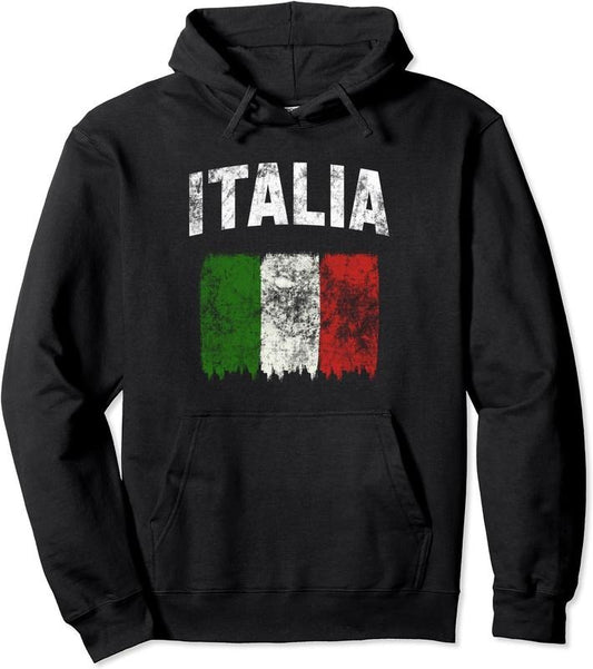 Italia Hoodie | Unisex Hooded Sweatshirt | FAST SHIPPING - Vintage Distressed Italian Flag