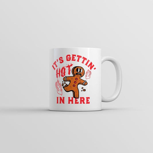 Its Gettin Hot In Here Mug Funny Sarcastic Christmas Gingerbread Man Graphic Coffee Cup-11oz Funny Coffee Mugs Ceramic Printed Drinkware Cup