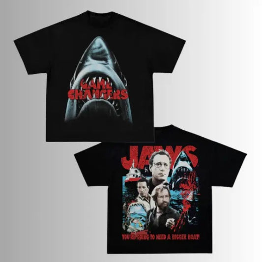 JAWS Tee, Vintage JAWS Graphic T-Shirt, Halloween Shirt, Movie Shirt, Horror Film Merch, Y2k, Unisex T-Shirt, Gift For Men Women Menswear Top Underwear Tshirt Streetwear