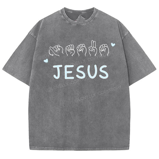 JESUS Unisex Washed T-Shirt, Christian Jesus  t shirts, Vintage 90s Graphic Tee Gift Cotton Top, Mineral colorstyle{n002}2