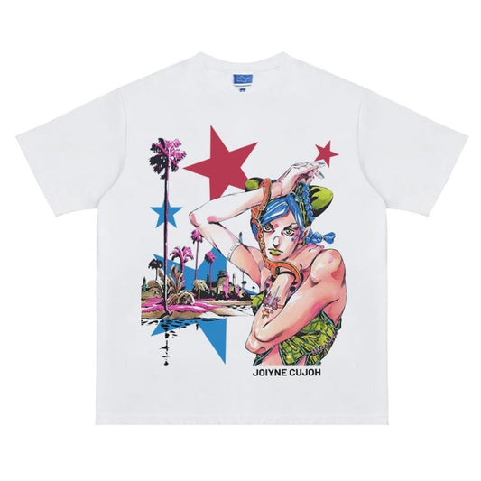 JOJO "Cujoh" Vintage Oversized Tee Anime T-shirt 100% Cotton Original Design Men's Top for Fans Menswear Tshirt