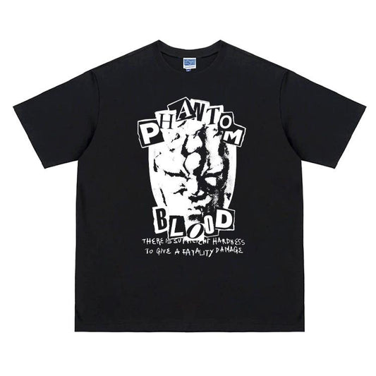 JOJO "Phantom Blood" Vintage Oversized Tee Anime T-shirt 100% Cotton Original Design Men's Top for Fans Menswear Tshirt