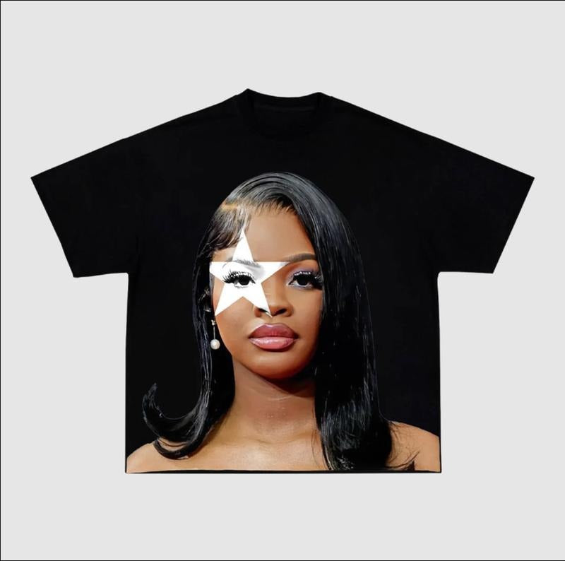 JT Cotton Shirt - Black Medium Womenswear Top with Graphic Design, Fits Medium, Original Streetwear Style