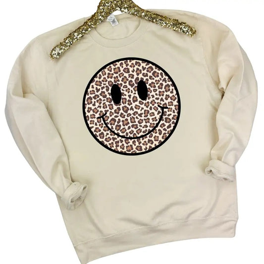 JUST HOODS - Leopard Happy Face Sweatshirt 'NLB'