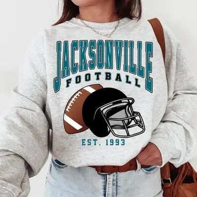 Jacksonville Football Sweatshirt, Vintage Unisex Jacksonville Crewneck, Gift for Football Fan Cotton Fit