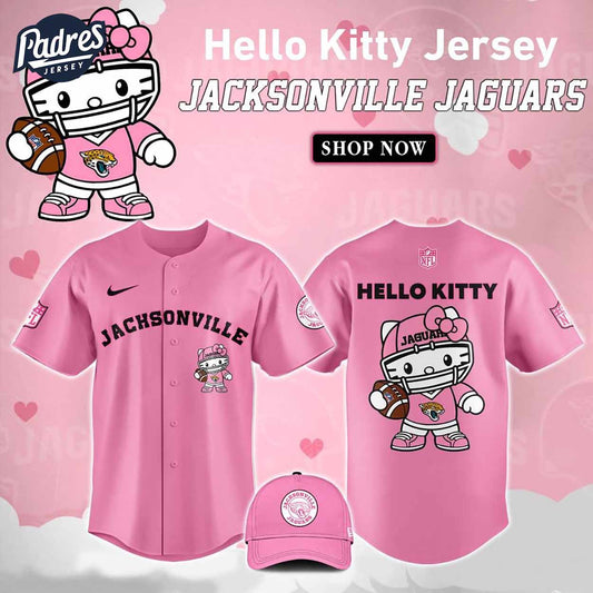 Jacksonville Jaguars Hello Kitty Pink NFL Baseball Jersey - Padres Jersey Oasis: Elevate Your Baseball Style Game