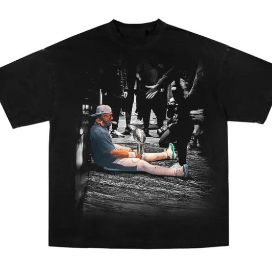 Jalen Hurts Iconic Trophy & Cigar T-Shirt, Fun Vintage Sweatshirt, Football Fan Gift, Short Sleeve Gift For Her, Menswear Top Streetwear