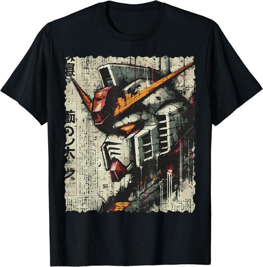 Japanese Mecha Robot Head Vintage Anime Art T-Shirt | Unisex Cotton Tee Gift, Crewneck, Short Sleeve