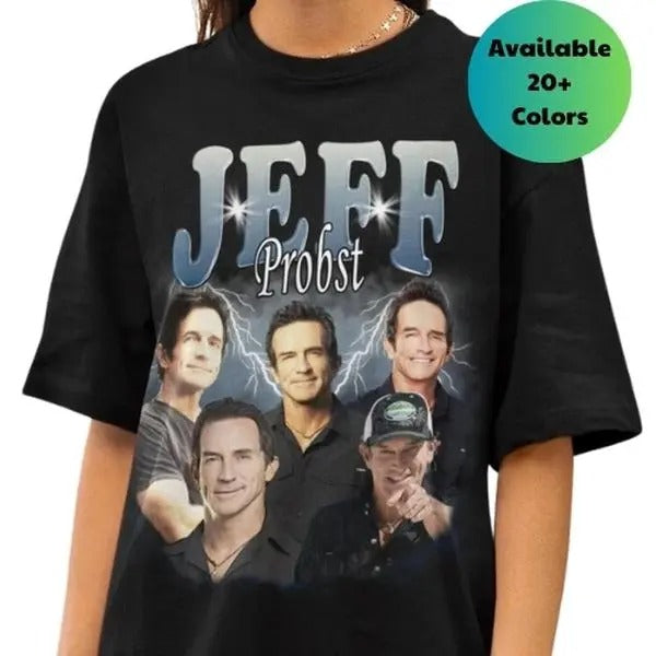 Jeff Probst Vintage Washed Shirt, Survivor 90s  Graphic, Cotton unisex T-shirt, , Cotton Unisex T-Shirt, Crew Neck, Menswear Top, Womenswear Top Underwear Streetwear