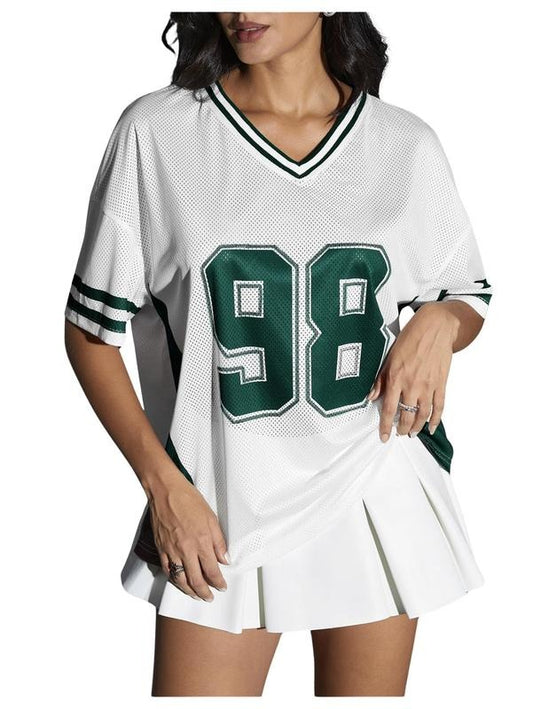 Jersey Shirts for Women Graphic Number Shirt Soccer Jersey Summer Oversized T Shirts Tops Tennis Attire Workout Clothes Shirts Women