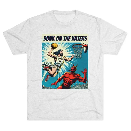 Jesus Dunk on the Haters T-shirt, Funny Shirt of Jesus Playing Basketball, Vintage Faith Shirt, Unisex Basketball Shirt, Funny Jesus Shirt