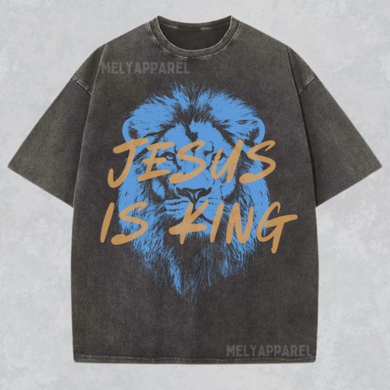 Jesus Is King Christian Shirt Faith Streetwear Unisex Comfort Colors Tee Religious Gift for Him or Her Bible Verse Tshirt Lion Apparel
