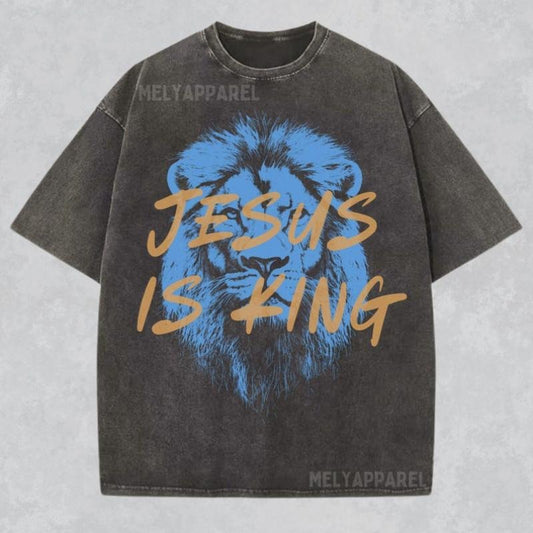 Jesus Is King Christian Shirt Faith Streetwear Unisex Comfort Colors Tee Religious Gift for Him or Her Bible Verse Tshirt Lion Apparel